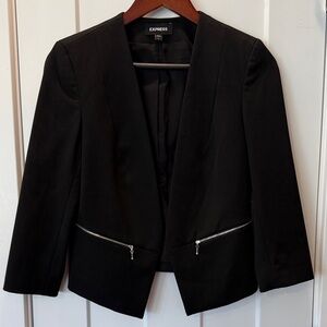 Express Women's Elegant Black Blazer with Zipper Accents